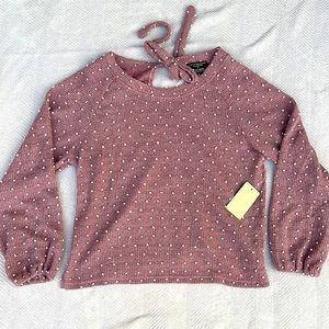 Flower and feather tie sweater